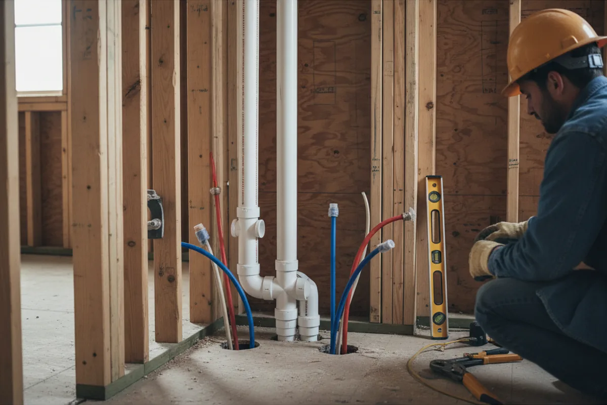 Drain and supply rough-in during Garbage Disposal Repair in Luther