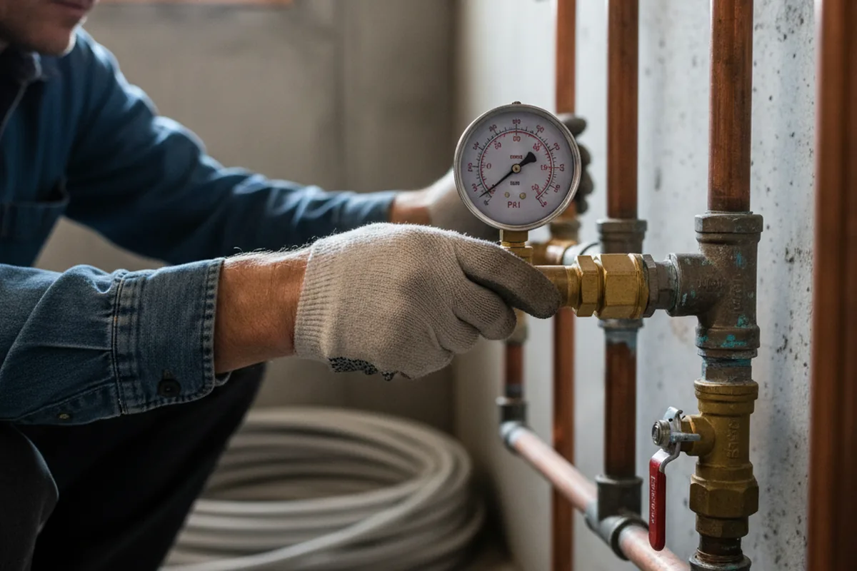 Pressure testing a repaired line during Water Line Repair in Luther
